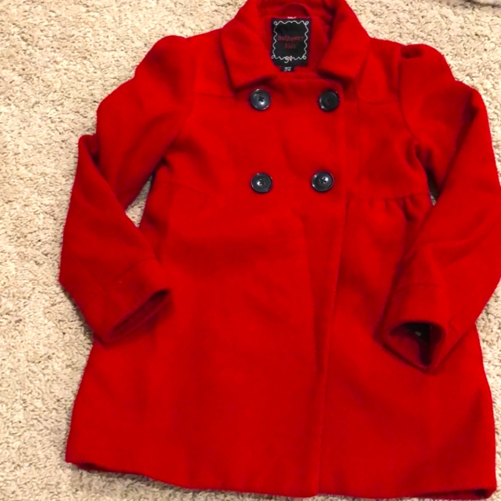 Girls red 3/4 pea coat